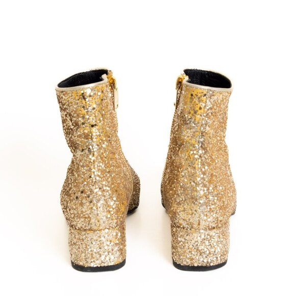 Saint Laurent Gold Glitter Ankle Boots Hedi Era EU 36 - Picture 5 of 16